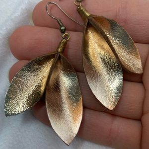 Noonday Collection gold leather earrings